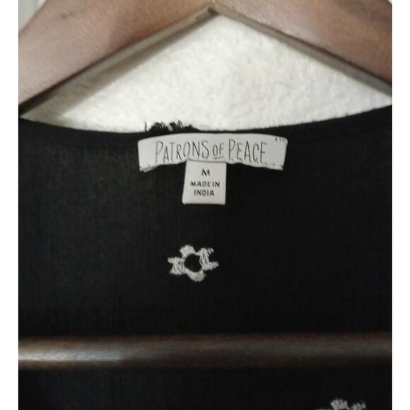 Patrons Of Peace Embroidered Black Floral Top Size M - Picture 6 of 7